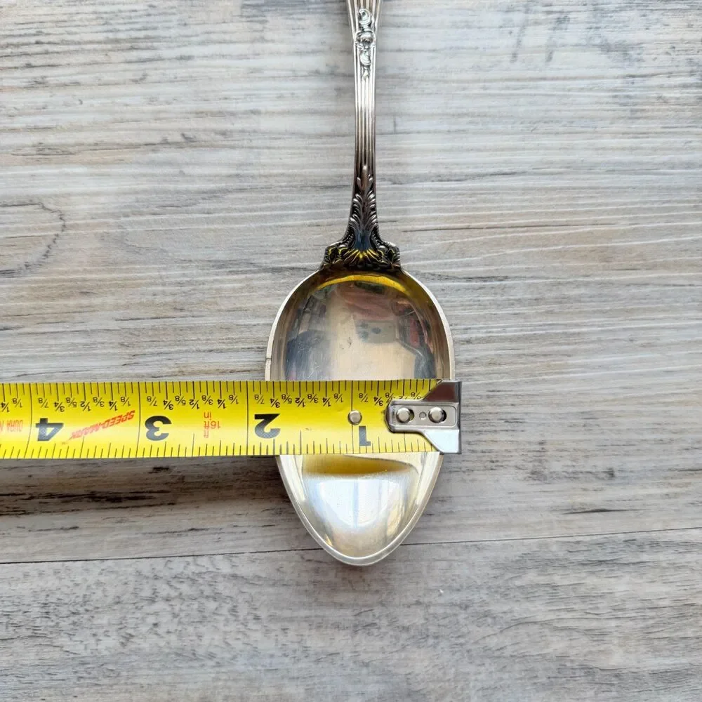 Vintage Georgian Towel Silverplate Serving Spoon Ornate Tablespoon Floral EPCA